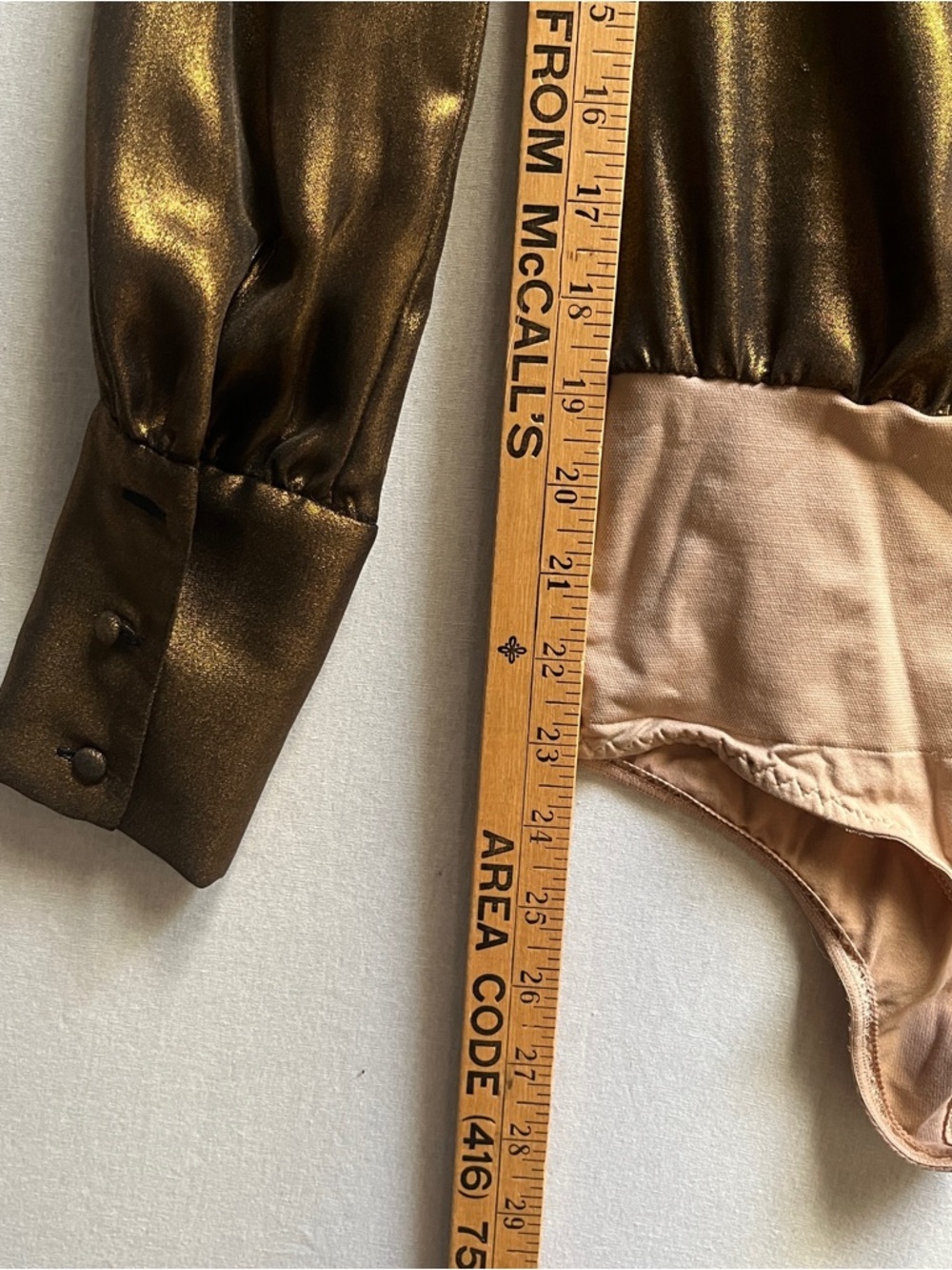 FRAME Metallic Gold Custom Altered Bodysuit Top Small Flawed - Picture 9 of 10